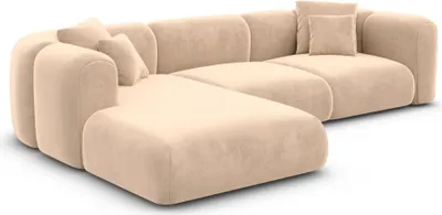 Produktbild von Samtstoff L-Form Sofa Belio Beige Links