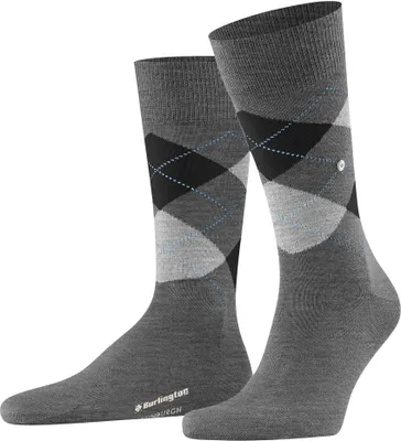 Produktbild von Burlington Herren Socken EDINBURGH - Rautenmuster, Argyle, Clip, One Size, 40-46 Grau/Schwarz 40-46