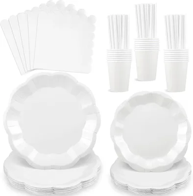 Productafbeelding van Partyserviesset voor 25 gasten - 125-delig - Papieren borden - Servetten - Roze