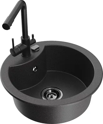 Produktbild von Mexen Diego 1-Becken-Granit-Spüle mit Mischbatterie Duero, Schwarz gesprenkelt - 6512-76-671600-70-B