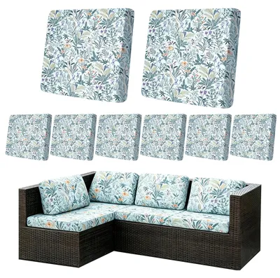 Productafbeelding van Set van 8 stoelhoesjes voor buiten, met een bloemenprint