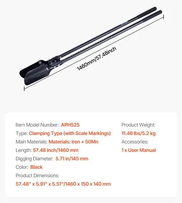 Immagine prodotto di Trivella per pali, tipo a pinza, lunghezza 146 cm, diametro di scavo 14,5 cm, metallo