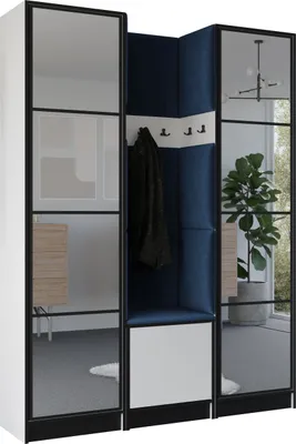 Produktbild von KIER FURNITURE Kleiderschrank EDEN, Schlafzimmer Schrank, Garderobeschrank, Flurschrank Weiß & Blau 159,6x205x39 cm