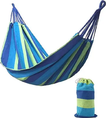 Immagine prodotto di Jumada's - Amaca - 200 cm x 150 cm - Blu-verde - 2 persone - Corde e sacca di trasporto incluse