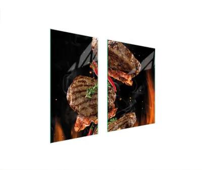 Produktbild von Herdabdeckplatten 2 teilig 75x52 Glaskeramikkochfeld Abdeckung Glas Schneidebrett Grill Essen
