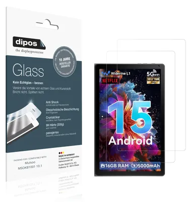 Produktbild von 2x Schutzfolie für Muisoo MSOKB1001 10.1 - Anti-Shock 9H Folie dipos Glass Kunststoffglas