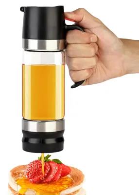 Honigspender 350 ml, Borosilikatglas, tropffrei, mit Griff, Schwarz