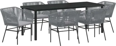 Produktbild von vidaXL Garten Essgruppe 7 pcs Grau Pulverbeschichteter Stahl
