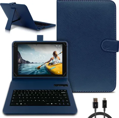 Produktbild von Tastatur Tasche für Medion Lifetab P10752 Bluetooth Hülle Keyboard Cover QWERTZFarben:Blau