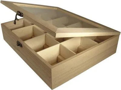 Image de Boîte en bois beige 28 x 23 x 7 cm