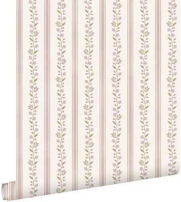 Produktbild von ESTAhome Tapete Blumen und Streifen Lila 50 x 900 cm