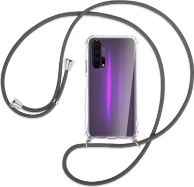 Produktbild von Handykette Backcover-Schutzhülle mit Band (Metall silberfarben) für Honor 20 Pro - dunkelgrau