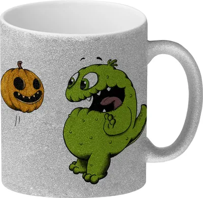Produktbild von Glitzer-Glitzer-Kaffeebecher mit schreckhaftes Monster Motiv