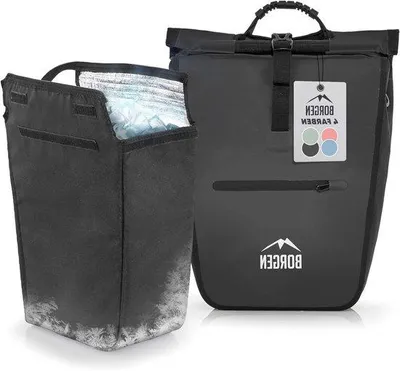 Produktbild von Fahrradkorb mit Kühlfach – Einkaufstasche für Fahrrad – Transport von Einkäufen – Abnehmbares Kühlfach – 23 Liter – Schwarz