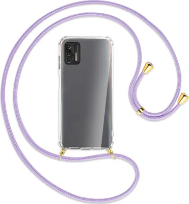 Produktbild von Handykette Backcover-Schutzhülle mit Band (Metall goldfarben) für Motorola Moto G Pro 2021 - violett