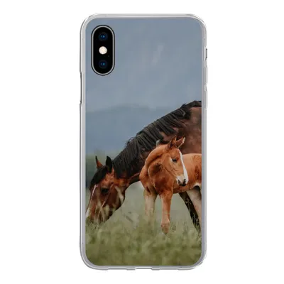 Produktbild von MuchoWow® Handyhülle Schutzhülle Hülle für iPhone X Pferde - Fohlen - Natur Silikon Softcase Handy Hülle - Handyhülle