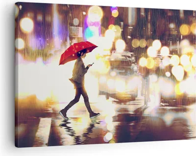 Produktbild von Bild auf Leinwand - Leinwandbild - Stadt Straße Nacht - 70x50cm - Wand Bild - Wanddeko - Wandbilder - Leinwanddruck - Bilder - Kunstdruck - Wanddekoration - Leinwand bilder - Wandkunst - AA70x50-4016