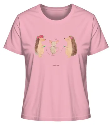 Produktbild von Mr. & Mrs. Panda Oberteil Damen Igel Seilhüpfen Größe XL - Baumwolle Pink - Geschenk, Kinder, Maus, Lustige Sprüche, Sommershirt, Basic Shirt, Seilspringen, Rundhals T-Shirt