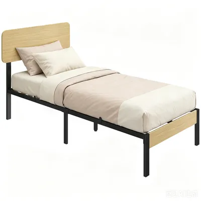 Produktbild von HOMCOM Bett 90x200cm mit Kopfteil Gästebett mit Unterbettaufbewahrung, Natur