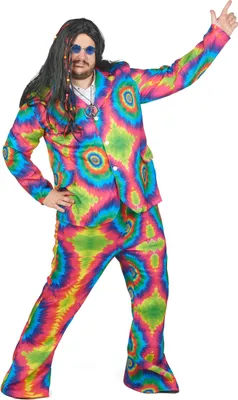 Obrázek produktu pro Psychedelický hippie kostým pro muže, velká velikost – XXL