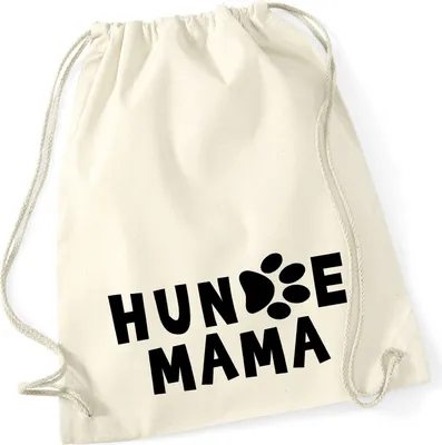 Produktbild von Huuraa Turnbeutel Hundemama Tapse 12 Liter Natural Baumwolle Rucksack Geschenkidee