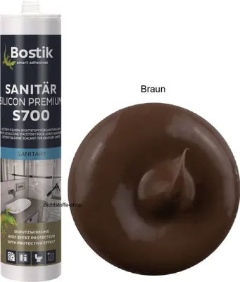 Produktbild von Bostik S700 Sanitärsilicon Premium 300ml Kartusche 1K Silikon Fugen Dichtstoff Braun