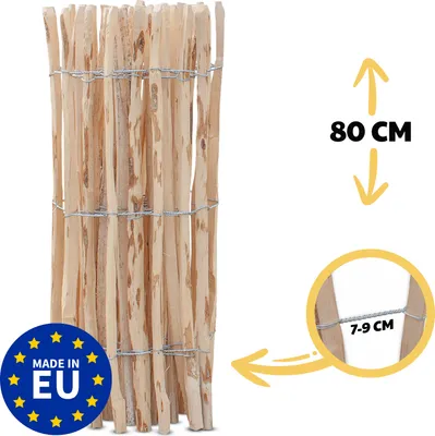 Produktbild von Staketenzaun Haselnuss Höhe 80 cm, Länge 5 Meter, Lattenabstand 7-9 cm