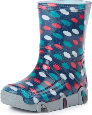 Produktbild von Ladeheid Kinder Mädchen Jungen Gummistiefel Gefüttert SwkBW (Dunkelblau Punkte, 21/22)