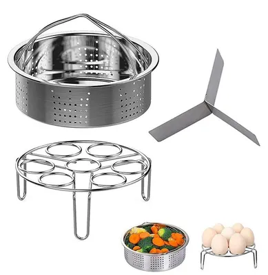 Produktbild von 3-teiliges Schnellkochtopf-Zubehörset, einschließlich Edelstahl-Dampfgarer, Eierdämpfer und Dampfgarergestell