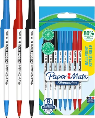 Produktbild von PAPER MATE Kugelschreiber Kilometrico Reycled M Sortiert 8er Blister