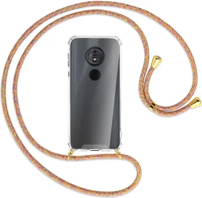 Produktbild von Handykette Backcover-Schutzhülle mit Band (Metall goldfarben) für Motorola Moto E5 / G6 Play - Rainbow