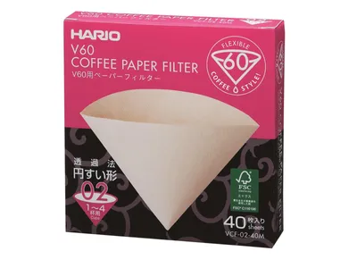 Produktbild von Hario VCF-01 100M Papierfilter natur Pg.= 40 Stück Größe 2 Kafeefilter Bestbrew