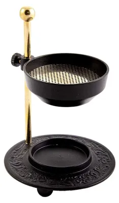 Räucherstövchen aus Messing, schwarz-gold, höhenverstellbar, 11 cm