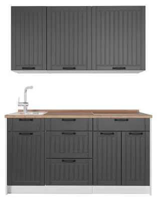 Produktbild von Singleküche Vicco Fame-Line Dunkelgrau/Weiß 150 cm, AP Eiche, Model 64812