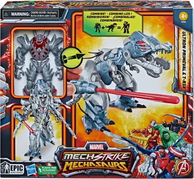Zdjęcie produktu dla Zestaw do gry Marvel Mech Strike Mechasaurus Hasbro Ultron Primeval i T-Rex