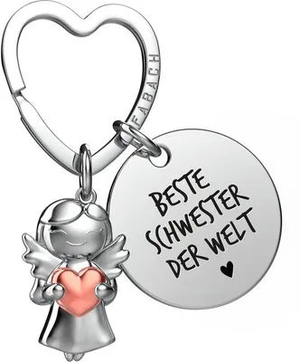 Produktbild von Intime Schutzengel-Statue mit Liebesbotschaft und Gravur - Brüderliche Glücksbote für Geschwister - Herzlicher Bruder-Schwestern-Geschenk - Herzförmiger Edelstahl- Schlüsselanhänger mit Liebe.