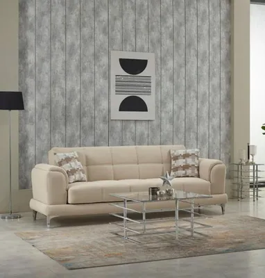 Produktbild von Polstersofa Couch Dreisitzer 3 Sitzer Stoffsofa Beige Sofa Modern