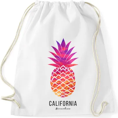 Produktbild von Turnbeutel Ananas Pineapple Hipster Beutel Tasche Jutebeutel Gymsac Stringbag Drawstring Autiga® weiß-sunset unisize