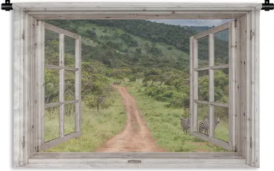 Produktbild von MuchoWow® Wandteppich Wandbehang Durchschauen - Zebra - Afrika 60x40 cm Tapisserie Dekoration Wandtuch - Wanddekorationen