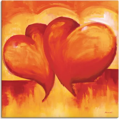 Produktbild von ARTland Leinwandbild Abstrakte Herzen - Orange Größe: 70x70 cm