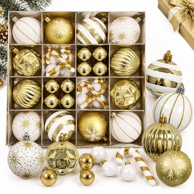 40er Set Weihnachtskugeln, Gold, 6 cm, unzerbrechlich