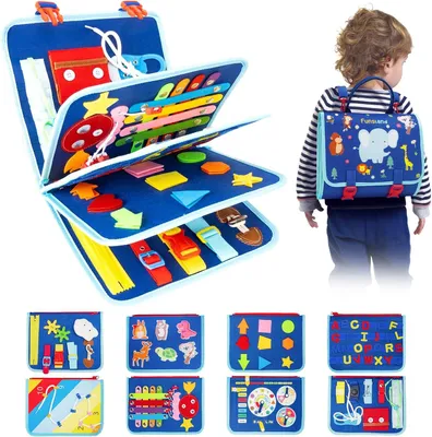 Productafbeelding van Busy Board Book for Toddler - Montessori Sensory Activities Car Plane Travel Toys