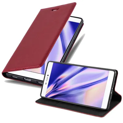 Obrázok produktu pre Cadorabo puzdro pre Huawei P8 ochranné puzdro v červenej farbe puzdro na mobilný telefón kryt magnetické zatváranie