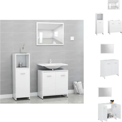 Immagine prodotto di vidaXL Set di mobili da bagno 3 pezzi in legno bianco - Set di mobili da bagno