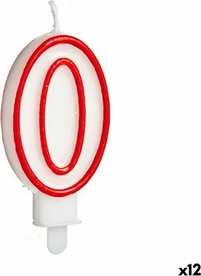 Obrázek produktu pro Svíčka červená bílá narozeninové číslo 0 (12 kusů)