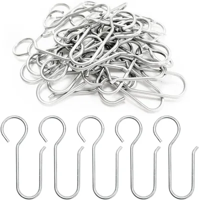 Image de Crochets métalliques en forme de S, 30 pièces, 65x35 mm, pour rideaux et portes