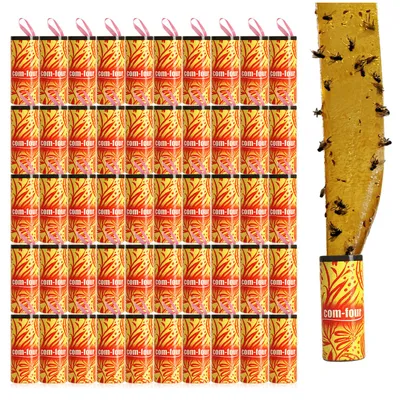 Produktbild von com-four® 48x Premium Fliegenfänger Öko-Natur Klebe-Falle - Fliegenfallen auf Rolle gegen Insekten wie Fliegen, Mücken und Motten - Umweltfreundliche -Falle giftfrei und hygienisch, Insektenfänger