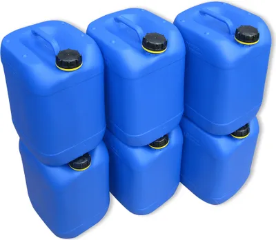 Produktbild von kanister-vertrieb® 6 Stück 20 Liter Kanister Camping Wasserkanister Farbe blau inkl. Etikett (6 x 20 knb)