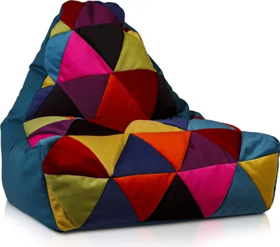 Produktbild von Ecopuf Keiko Patchwork, Pouf Sessel Bean Bag Sitzsack, Mikrofaser, Türkis A6, M
