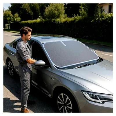 Produktbild von Sonnenschutz für die Windschutzscheibe, faltbare Frontscheibenabdeckung | Hitzeschutz UV-Schutz | Faltbarer Sonnenschutz für Autos, Lkw und SUVs